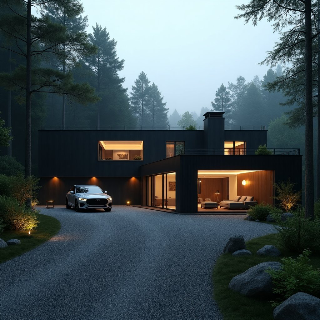 dark cabin modern architecture concepts